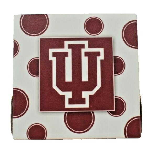 Indiana University Four Ceramic Decorative Coaster Set - Picture 2 of 6